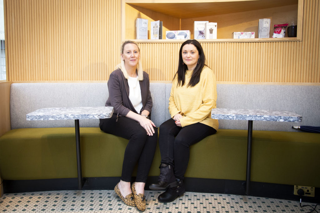 PIctured is Ruth McElhone from Brown Bag Films and Gemma O Shaughnessy Production Manager at the Alex Hotel Dublin. Picture by Karen Morgan